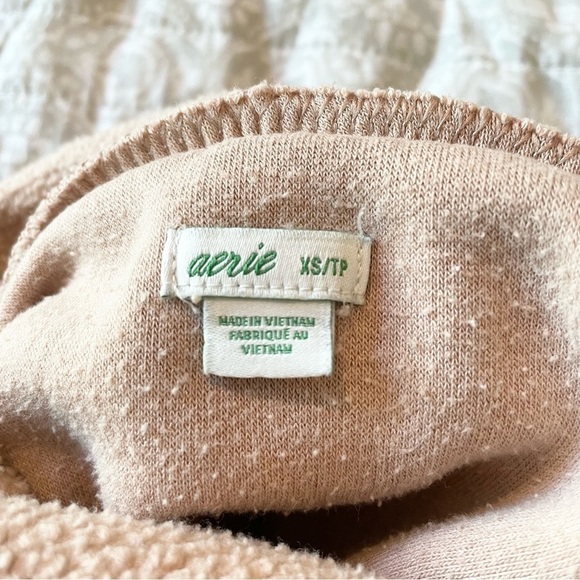 Aerie Tan Oversized Turtleneck Fleece Pullover Sweatshirt Extra Small - Picture 5 of 8